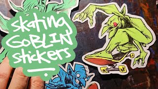 Handmade Skateboarding Goblin Stickers