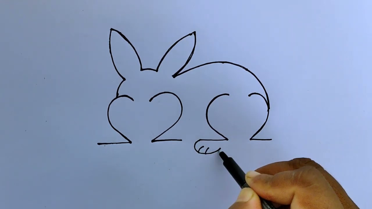 Rabbit Drawing with 2222 number | Rabbit Drawing Tutorial | Rabbit