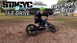 STACYC 16eDRIVE BRUSHLESS | FIRST RIDE AND THRASH TEST | 6-years old