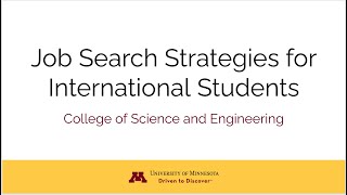UMN CSE Job Search Strategies for International Students