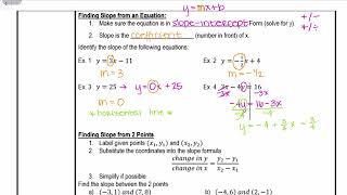 Unit 3 Lesson 4 - Slope & Rate of Change Notes PART 1