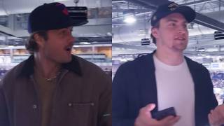 William Nylander and Matthew Knies react after Toronto wins the first overall pick 👀