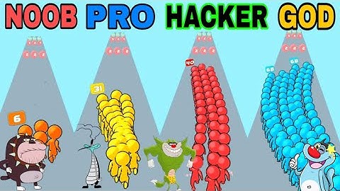 Runner Pusher 3D Noob Vs Pro Vs Hacker Vs God Oggy And Jack Funny