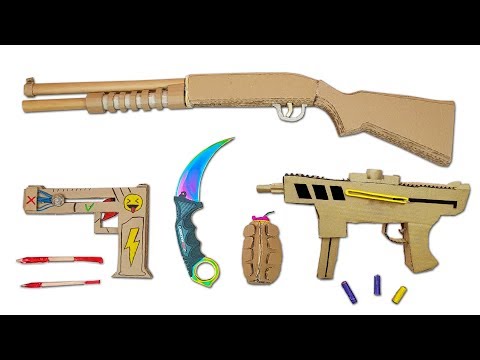 Cardboard Weapon Handmade - Rubber Pistol, Knife, PUBG Gun