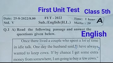 First unit test class 5th English