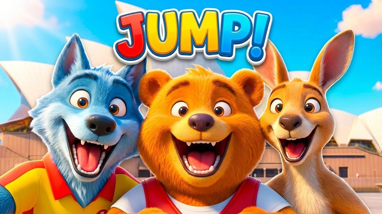 KANGAROO HOP! 🦘 Blue Wolf & Bear Australia Dance | Funny Freeze Dance