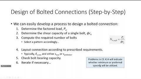 CE 414 Lecture 18: Bolted Connection Design (2023.02.20)