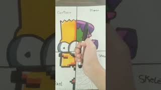Drawing Bart Simpson BUT! in 4 different styles part:4 final #subscribe #art #drawing