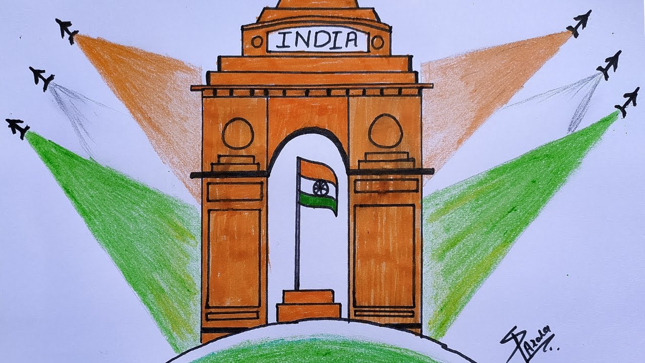 India gate sketch. Indian architecture - Vector illustration Stock Vector  Image & Art - Alamy