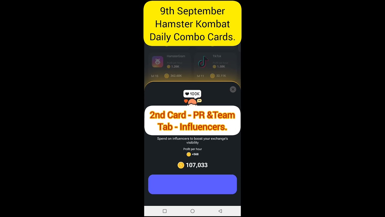 Hamster Kombat Daily Combo Cards. 9th September Daily Combo Cards. Find combo cards & get 5 million.