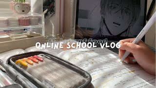 online school (study) vlog // what I eat in quarantine, resin, journaling and being productive~