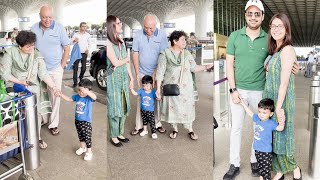 Kajal Aggarwal With Cute Son & Family Spotted At Mumbai Airport