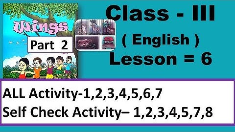 Class 3 Wings Part 2 Lesson 6 All Activity 1 to 7 and Self Check Activity 1 to 8 Answers English WB