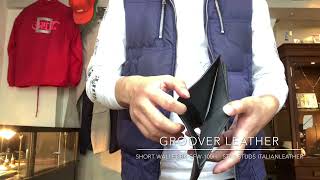 Groover LeatherグルーバーレザーShort Wallet BK ショートウォレット ブラック 黒 GFW-100H　隠しスタースタッズ Star Studs イタリアンレザー ミニ財布