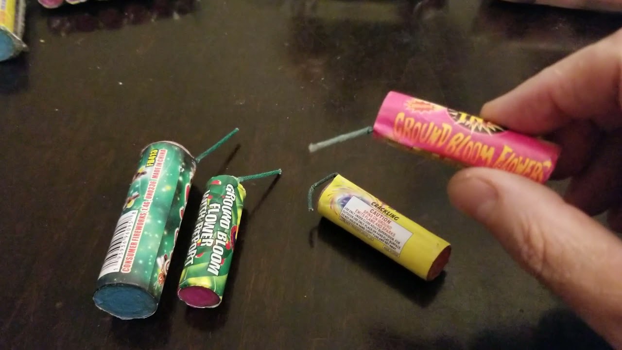 Spinners, Spinning Firefly, Ground Bloom with Report, Crackling and regular ground blooms.