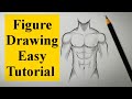 How to draw human figure drawing Male Torso easy for Beginners| Pencil drawing tutorial easy Basics