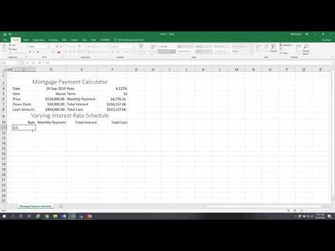 One-input Data Table
