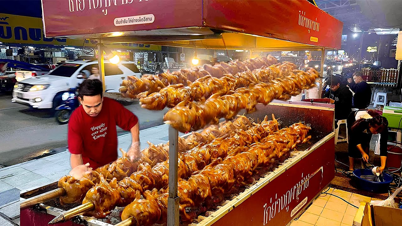 Распродано мгновенно! 100 жареных на углях цыплят за несколько часов | Тайская уличная еда