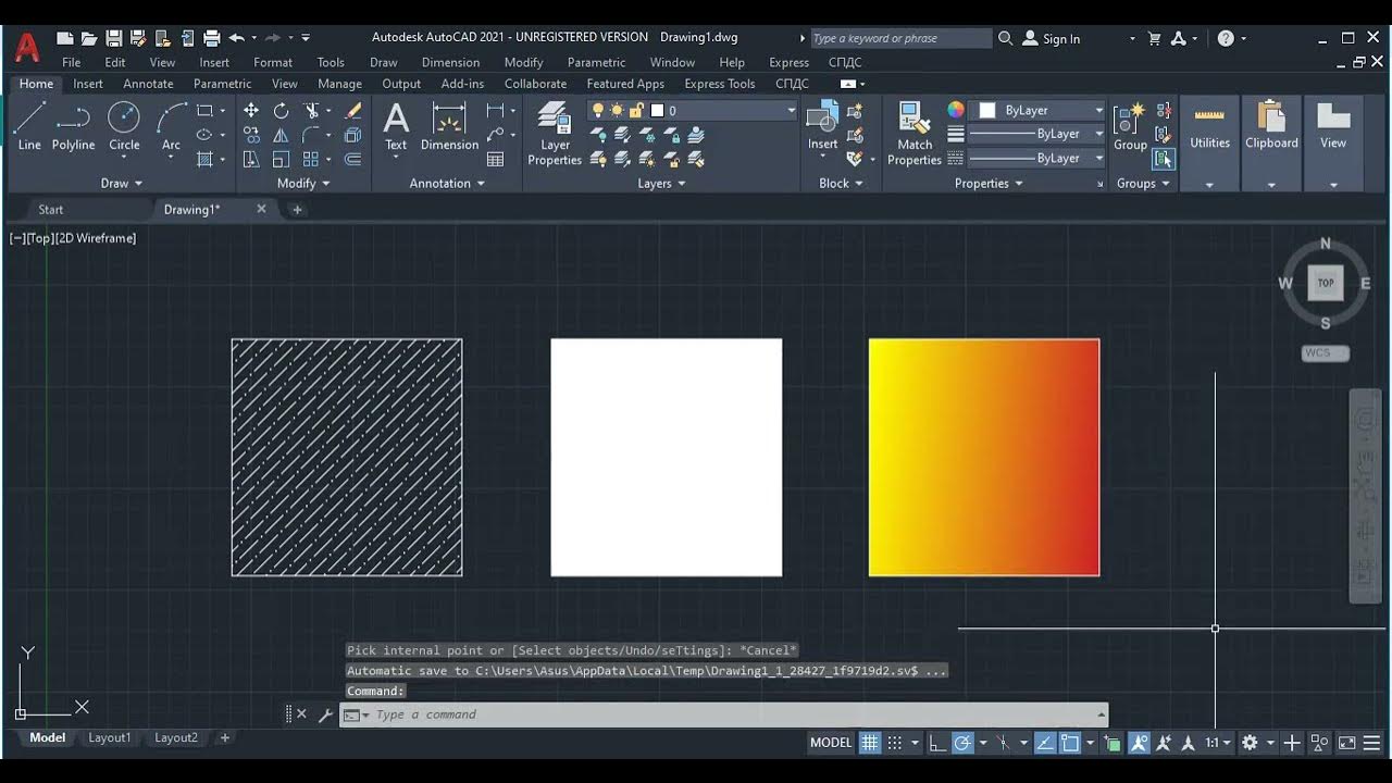cara membuat hatch, gradient dan warna di autocad YouTube