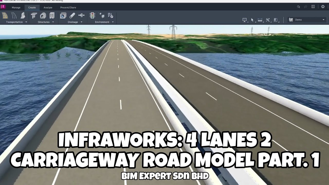Infraworks: 4 Lanes 2 Carriageway Road Model Part 1 - YouTube