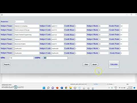 DEMO CALCULATE GPA & CGPA USING THE JAVA NETBEAN