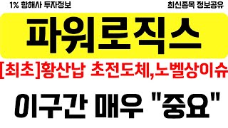 파워로직스, [최초] 황산납 초전도체 노벨상 이슈 나와주겠네요 월요일 