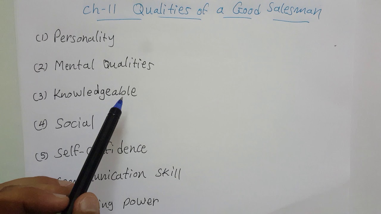 Ch 11 Qualities of Good Salesman - YouTube