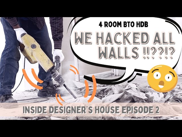 WE HACKED ALMOST ALL WALLS in our 4 room BTO HDB! | BTO HDB Renovation Journey | Hacking works | EP2 class=