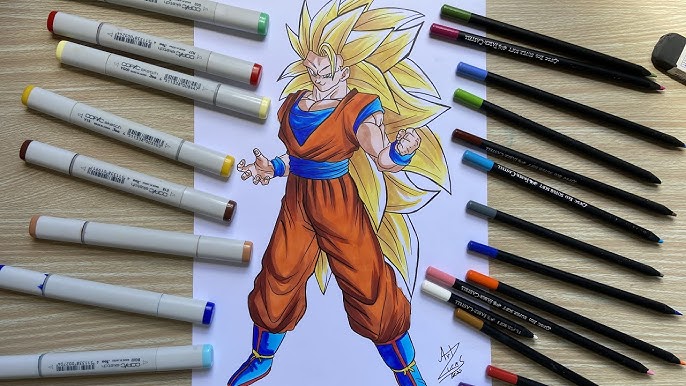 Arte em desenhar br - Desenho do Goku Super Saiyajin 3 🖋💪