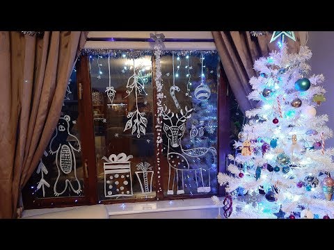 Stencil Snowflakes on Windows with Temporary Snow Frost