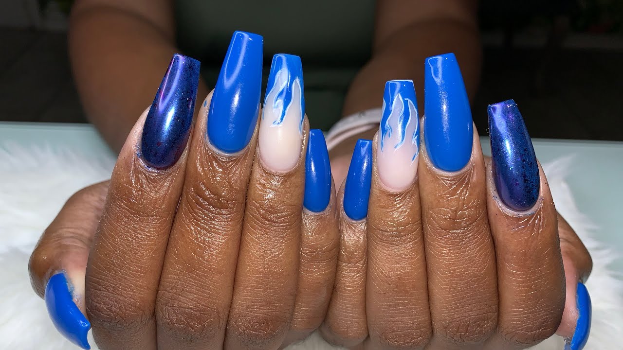 Dark Blue Acrylic Nails - wide 7