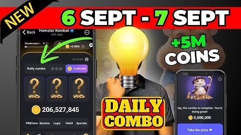 6 September Daily Combo | Hamster Kombat Daily Combo for 6 Sept - 7 Sept | Daily Combo Today