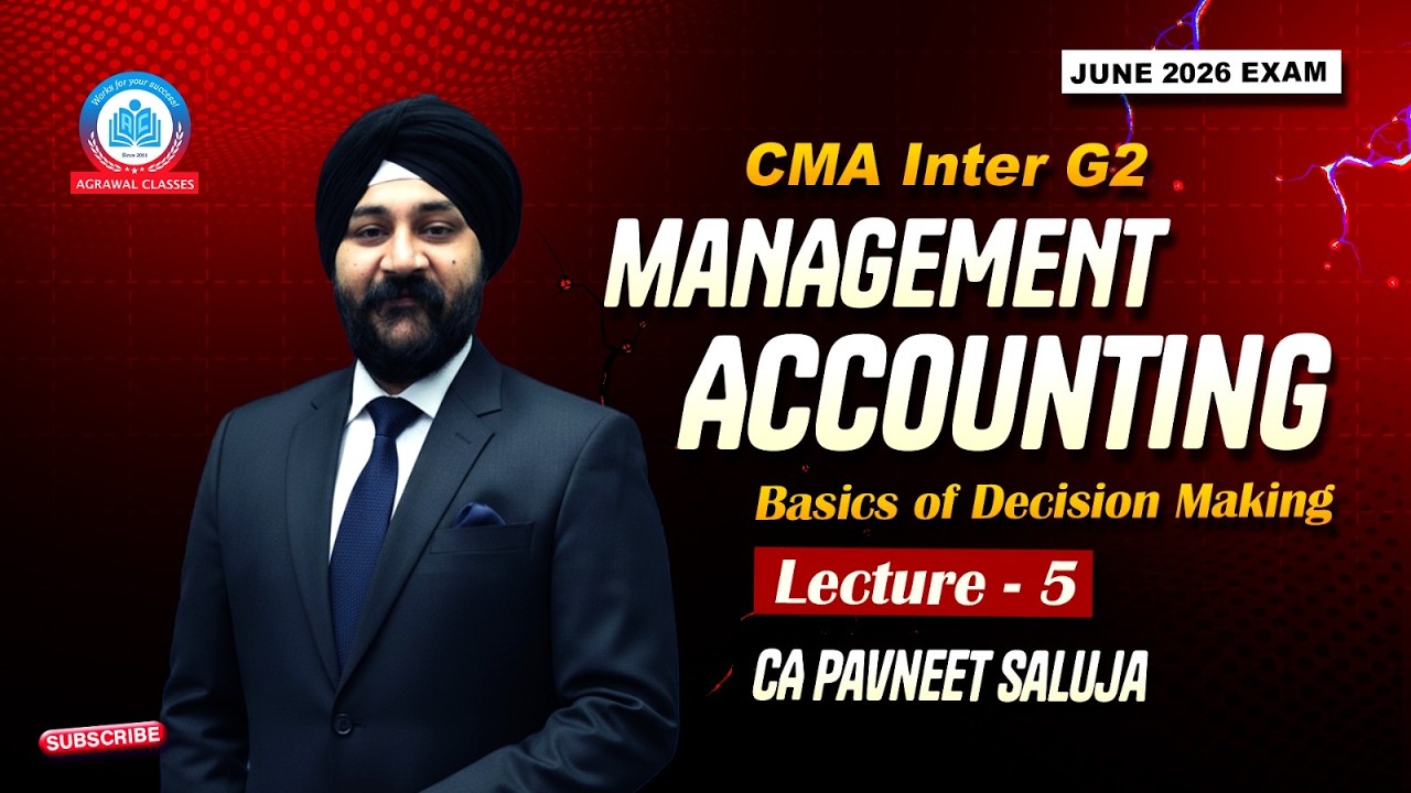 CMA Inter | Jun 26 | Management Accounting | Lec 7 | Basics of Decision Making | CA Pavneet Saluja