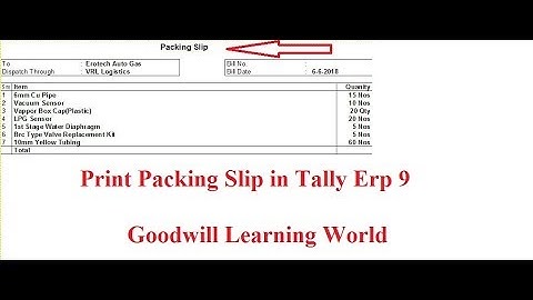 Tally TDL for Packing Slip and Invoice Two in one Print  - Tally Add on for Invoice cum Packing Slip