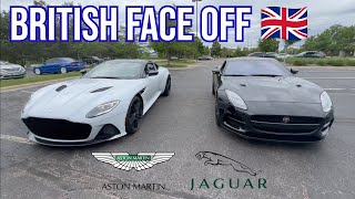 Aston Martin DBS Superleggera vs Jaguar F Type S on back roads drive! F Type Aston Martin