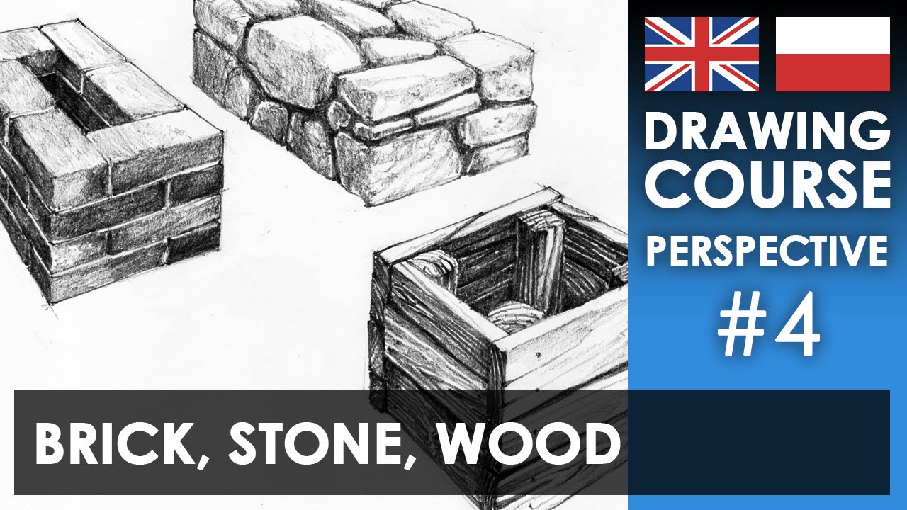 Drawing tutorial - Brick, stone & wood | Kurs rysunku - Cegła, kamień i ...