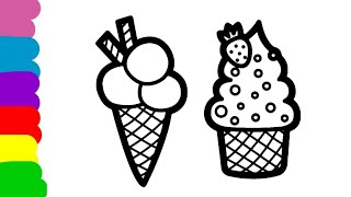 DRAW CUTE ICECREAM| HOW TO DRAW COLOURFUL ICECREAM STEP BY STEP||