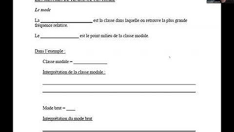 Variables quantitatives continues - Mode