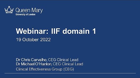 Webinar: IIF domain 1 - Health Inequalities, 19 October 2022