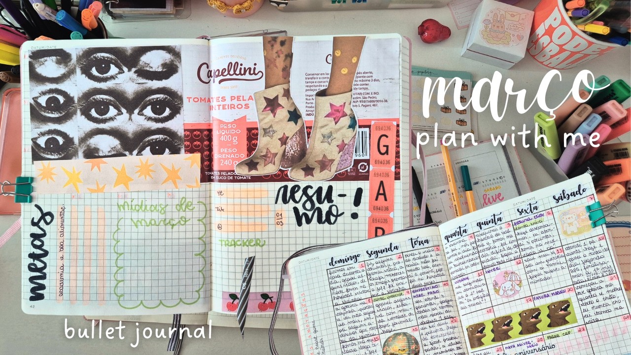 bullet journal PLAN WITH ME ✨ setup de março + calendário e resumo do mês