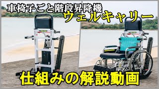 【屋外/学校にOK】車椅子ごと階段昇降機ウェルキャリーの仕組みの解説動画です