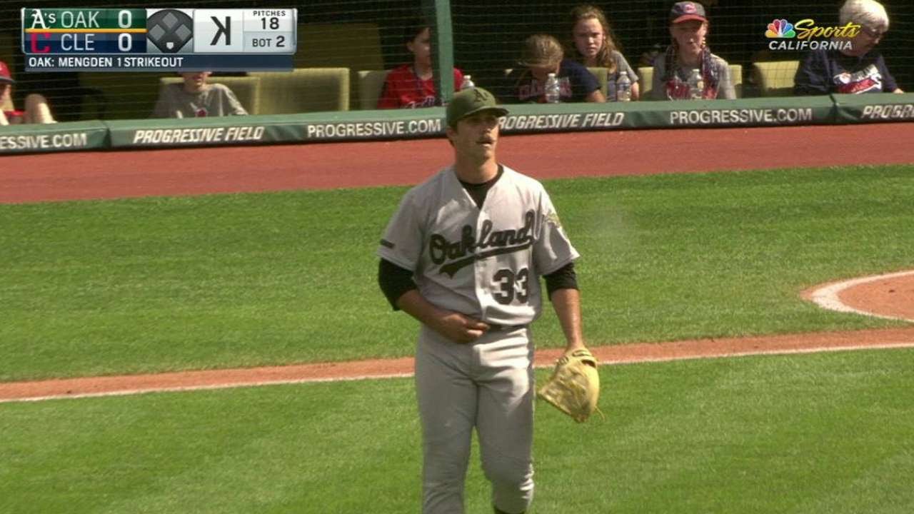 Mengden tosses 2-hitter as A's top Diamondbacks 3-0