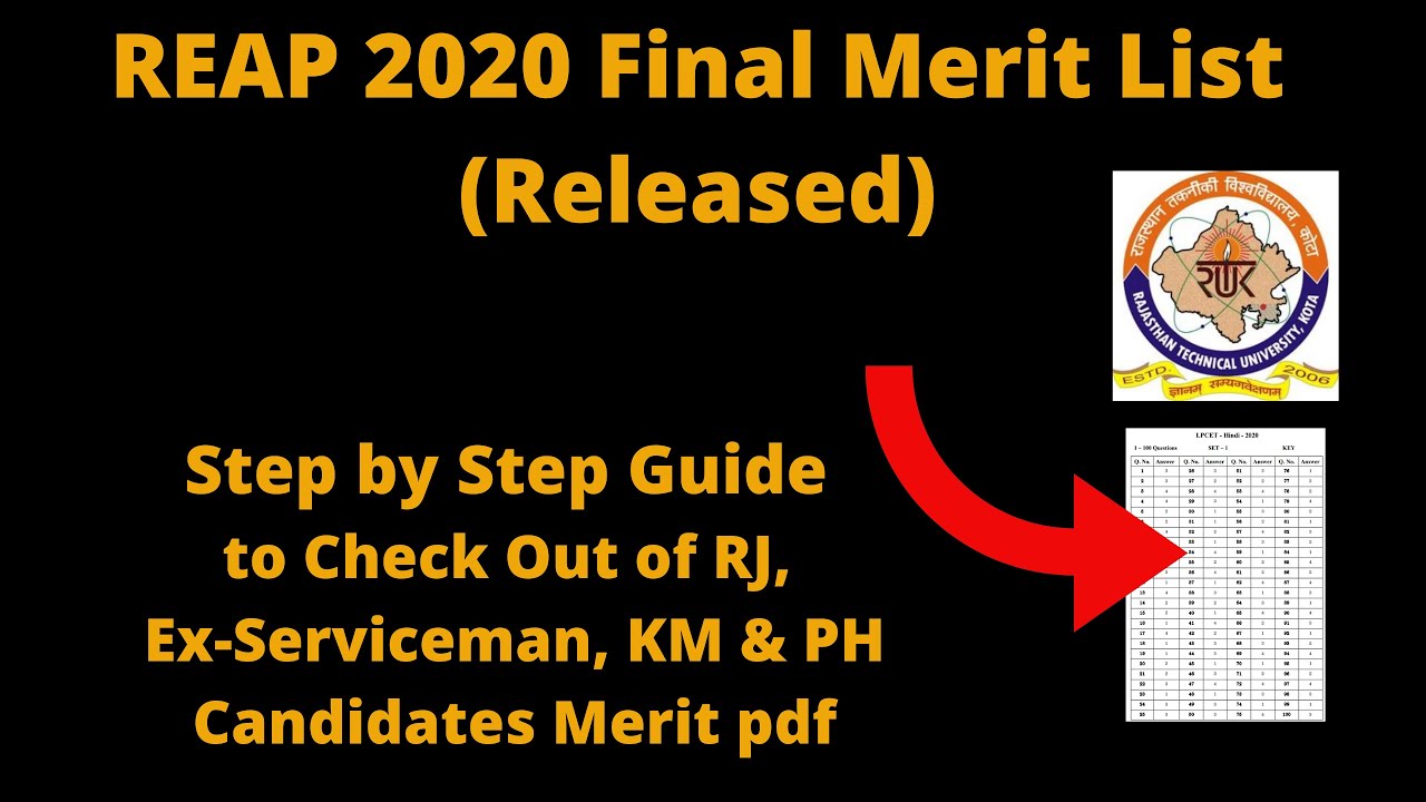 REAP 2020 Final Merit List (Released) - Check Out of RJ, Ex-Serviceman, KM & PH Candidates Merit pdf