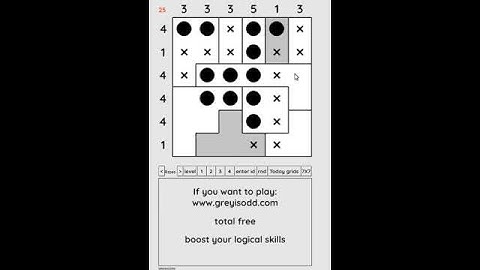 Grey is Odd - Today grids. Solution level 1 6X6 dated 09-13-2024 #logicpuzzles #logicgames  #games