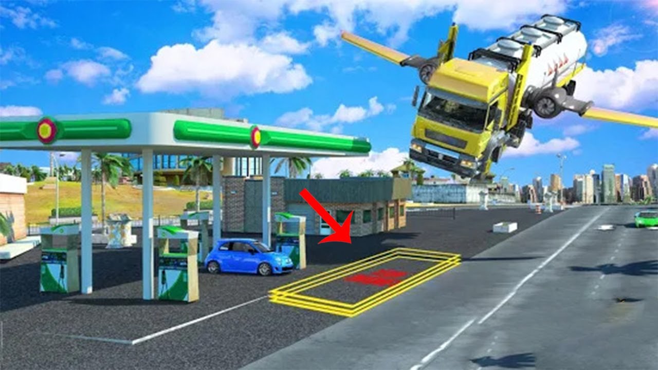 Flying Oil Tanker Transport Game । Oil Tanker Flying Truck Driver Game