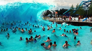 wave pool BREAKS and floods water park..