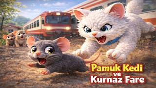Kurnaz Fare Trenden Kaçtı, Pamuk Kedi Peşine Düştü! Dostluk Masalı | Baba Masalları