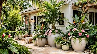 Tropical Farmhouse Patio Ideas: How to Style Large Pots and Lush Plants