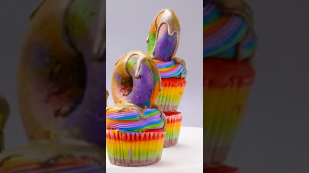 Rainbow chocolate cupcakes decorations tutorial 
