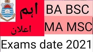 BA BSC exams date 2021 | MA MSC exams date 2021 punjab university | Education Master